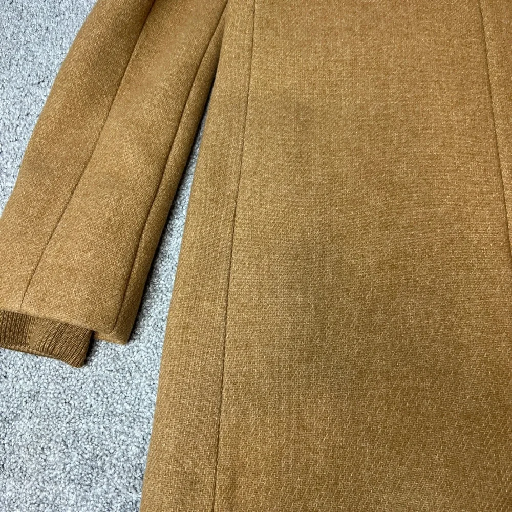 J.CREW‎ Italian Wool Coat womens large Camel Tan lodge coat full zip luxury